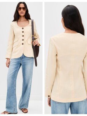 rag & bone Roslyn Linen Blazer Light Tan